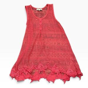Simply Noelle red/pink lace mesh babydoll dress with lace trim Size S/M